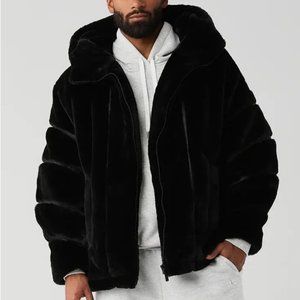 Alo Knock Out Faux Fur Jacket - Black L (Oversized)